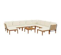 vidaXL 11 pcs Madera de Acacia Sólida y Cuerda Natural, Conjunto de jardín, diseño Modular, Limpieza fácil, sofá Exterior, Asientos cómodos para Relajarse en el Patio
