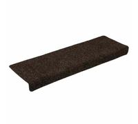 vidaXL Alfombrilla de Escaleras 15 uds, Alfombra Antideslizante, Protector de Peldaño, Alfombrilla Adhesiva, Tela Punzonada Marrón Oscuro 65x21x4 cm