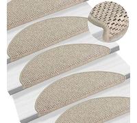 vidaXL 15x Alfombrilla Autoadhesiva Escalera Alfombra Peldaños Adhesivos Protector Decoración Amortiguación Antideslizante Sisal Taupé 65x25cm