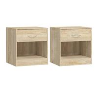 Mesitas de noche 2 unidades con un cajón y estante color roble