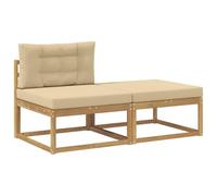 vidaXL 2 Pieza Reposapiés de Exterior Poliéster Blanco, Muebles Modernos para jardín y balcón, diseño Modular al Aire Libre, seccional Duradero y Flexible.