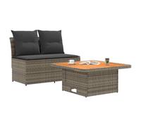 vidaXL 2 Pieza Sofá Central de jardín con Mesa elevable, Sofá de jardín Moderno, Asientos Exteriores, Mesa elevable, Muebles versátiles y Resistentes al Clima, Rattan sintético