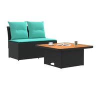 vidaXL 2 Pieza Sofá Central de jardín con Mesa elevable, Sofá de jardín Moderno, Asientos Exteriores, Mesa elevable, Muebles versátiles y Resistentes al Clima, Rattan sintético