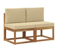 vidaXL 2 Pieza Sofá intermedio de Exterior Madera de Acacia Sólida, Muebles de balcón, Madera de Acacia Moderna, diseño Duradero Resistente a la Intemperie, Uso Exterior versátil