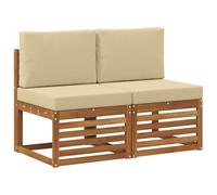 vidaXL 2 Pieza Sofá intermedio de Exterior Madera de Acacia Sólida, Muebles de balcón, diseño Modular Moderno, Resistentes al Clima, para relajación Elegante al Aire Libre
