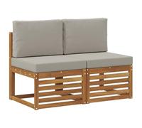 vidaXL 2 Pieza Sofá intermedio de Exterior Madera de Acacia Sólida, Muebles de balcón, diseño Modular Moderno, Resistentes al Clima, para relajación Elegante al Aire Libre