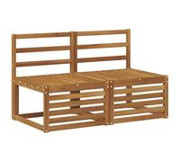 vidaXL 2 Pieza Sofá intermedio de Exterior Madera de Acacia Sólida, Muebles de balcón, diseño Modular Moderno, Resistentes al Clima, para relajación Elegante al Aire Libre
