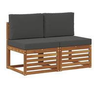 vidaXL 2 Pieza Sofá intermedio de Exterior Madera de Acacia Sólida, Muebles de balcón, diseño Modular Moderno, Resistentes al Clima, para relajación Elegante al Aire Libre