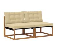 vidaXL 2 Pieza Sofá intermedio de Exterior Madera de Acacia Sólida, Muebles de Balcón, Estilo Moderno al Aire Libre, Conjunto de Lounge de Madera Acacia Duradera para Relajación y Confort Versátiles