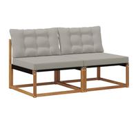 vidaXL 2 Pieza Sofá intermedio de Exterior Madera de Acacia Sólida, Muebles de Balcón, Estilo Moderno al Aire Libre, Conjunto de Lounge de Madera Acacia Duradera para Relajación y Confort Versátiles