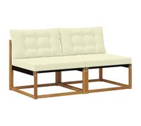 vidaXL 2 Pieza Sofá intermedio de Exterior Madera de Acacia Sólida, Muebles de Balcón, Estilo Moderno al Aire Libre, Conjunto de Lounge de Madera Acacia Duradera para Relajación y Confort Versátiles