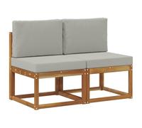vidaXL 2 Pieza Sofá intermedio de Exterior Madera de Acacia Sólida, Muebles de balcón, Madera de Acacia Moderna, diseño Duradero Resistente a la Intemperie, Uso Exterior versátil