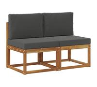 vidaXL 2 Pieza Sofá intermedio de Exterior Madera de Acacia Sólida, Muebles de balcón, Madera de Acacia Moderna, diseño Duradero Resistente a la Intemperie, Uso Exterior versátil, Unidad de relajació