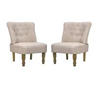 vidaXL 2 Piezas Silla francés Sillón Crema