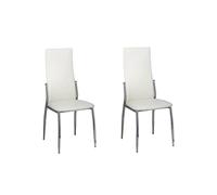 vidaXL 2 sillas de Comedor Cromo de Cuero Blanco