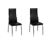 Sillas de comedor 2 unidades cuero sintético negro
