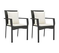 vidaXL 2×Sillas de Jardín con Cojines Ratán Sintético Negro Asientos Sillón