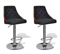 vidaXL 2 x Taburetes de Bar Barra de Cocina de Madera Curvada y Tela Gris