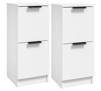 vidaXL 2X Aparadores Armario Mueble Salón Sala Almacenaje Flotante Dormitorio Cajón Entrada Estante Doméstico Madera Contrachapada Blanco