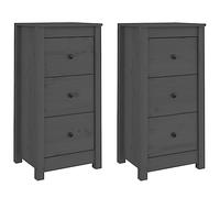 vidaXL 2X Aparadores Mueble Armario Salón Sala Estar Tocador Estante Baño Consola Dormitorio Almacenamiento Madera Maciza de Pino Gris