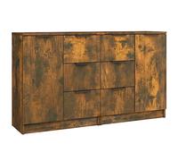vidaXL 2X Aparadores Mueble Salón Sala Almacenaje Flotante Dormitorio Entrada Estante Cajón Doméstico Madera Contrachapada Roble Ahumado