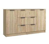 vidaXL 2X Aparadores Mueble Salón Sala Almacenaje Flotante Dormitorio Entrada Estante Cajón Doméstico Madera Contrachapada Roble Sonoma