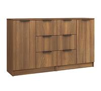 vidaXL 2X Aparadores Mueble Salón Sala Almacenaje Flotante Dormitorio Entrada Estante Cajón Doméstico Madera Contrachapada Roble Marrón