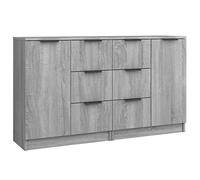 vidaXL 2X Aparadores Mueble Salón Sala Almacenaje Flotante Dormitorio Entrada Estante Cajón Doméstico Madera Contrachapada Gris Sonoma