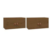 vidaXL 2X Armario de Pared Aparador Armario Auxiliar Soporte Consola Televisión Sala Almacenaje Mueble Salón Madera de Pino Marrón Miel