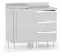 vidaXL 2X Armarios de Cocina Comercial Mesa de Trabajo Restaurante Almacenaje Cuencos Platos Ollas Alacena Muebles Acero Inoxidable