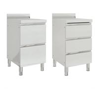 vidaXL 2X Armarios de Cocina Comercial Mesa de Trabajo Restaurante Almacenaje Cuencos Platos Ollas Alacena Muebles Acero Inoxidable