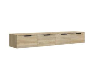 vidaXL 2X Armarios de Pared Aparador Mueble Almacenaje Flotante Dormitorio Entrada Estante Cajón Doméstico Contrachapada Roble Sonoma