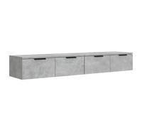vidaXL 2X Armarios de Pared Aparador Mueble Dormitorio Almacenaje Flotante Entrada Estante Cajón Doméstico Contrachapada Gris Hormigón
