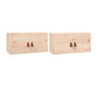 vidaXL 2X Armarios de Pared Mueble Aparador Almacenamiento Cajón Colgante TV Estante Flotante Salón Decoración Madera Maciza de Pino