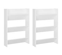 vidaXL 2X Armarios Zapateros de Pared Colgante Organizador de Zapatos Armario Pasillo Almacenaje Estantería Muebles Blanco Contrachapada 60x18x90cm