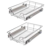 vidaXL 2X Bandejas Almacenaje Alambre Acero Cromado Extraíbles Plateado 400 mm