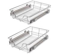 vidaXL 2X Bandejas Almacenaje Alambre Acero Cromado Extraíbles Plateado 400 mm