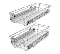 vidaXL 2x Bandejas de Cajones Extraíbles de Alambre Acero Cromado Plateado