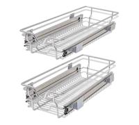 vidaXL 2x Bandejas de Cajones Extraíbles de Alambre Acero Cromado Plateado