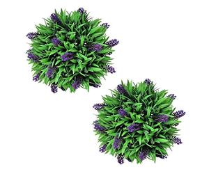 vidaXL 2X Bolas de Boj Artificiales 28 cm Arbusto de Jardín Planta Lavanda