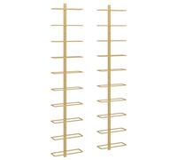 vidaXL 2X Botellero de Pared para 10 Botellas Estantería Estante de Botellas Soporte para Vino Armario Cocinas Despensas Hogar Metal Dorado