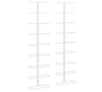 vidaXL 2X Botellero de Pared para 9 Botellas Estantería Estante de Botellas Soporte para Vino Armario Cocinas Despensas Hogar Hierro Blanco