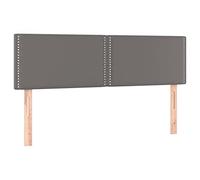 vidaXL 2X Cabeceros Cama Tapizado Acolchado Antimancha Protector Cubierto Elástico Prueba Polvo Dormitorio Cuero Sintético Gris 72x5x78/88 cm