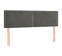 vidaXL 2X Cabeceros Tapizado Cama Antimancha Acolchado Protector Cubierto Elástico Prueba Polvo Dormitorio Terciopelo Gris Oscuro 72x5x78/88 cm