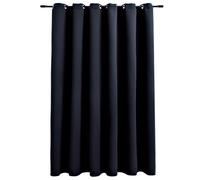 vidaXL 2X Cortinas Opacas con Anillas Metal Decoración Hogar Privacidad Necesaria Dejan Pasar Luz Natural Elegantes Lavable Lavadora Negras 290x245cm