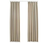 vidaXL 2X Cortinas Opacas con Ganchos Accesorios y Decoración Privacidad Diseño Simple Elegante Cierres de Gancho Funcionales Útiles Beige 140x225cm