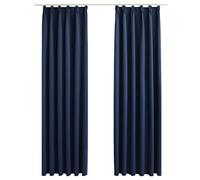 vidaXL 2X Cortinas Opacas con Ganchos Casa Hogar Decoración Diseño Estilo Sala Salón Comedor Visillo Dosel Persiana Estor Telón 140x245 cm Azul