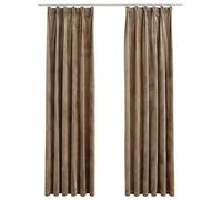 vidaXL 2X Cortinas Opacas con Ganchos Casa Hogar Decoración Diseño Estilo Salón Comedor Visillo Dosel Persiana Estor Telón 140x245 cm Terciopelo Beige