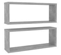 vidaXL 2X Estante Cubo Pared Repisa Flotante Balda Salón Sala de Estar Estudio Exhibición Colgante Decoración Contrachapada Gris Hormigón 60x15x23 cm