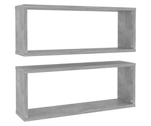 vidaXL 2X Estante Cubo Pared Repisa Flotante Balda Salón Sala de Estar Estudio Exhibición Colgante Decoración Contrachapada Gris Hormigón 60x15x23 cm